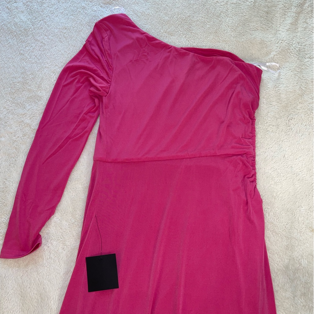 Lulu’s‎ Sweet Flirt Pink Long Sleeve One-Shoulder Cutout Maxi Dress - Picture 5 of 11